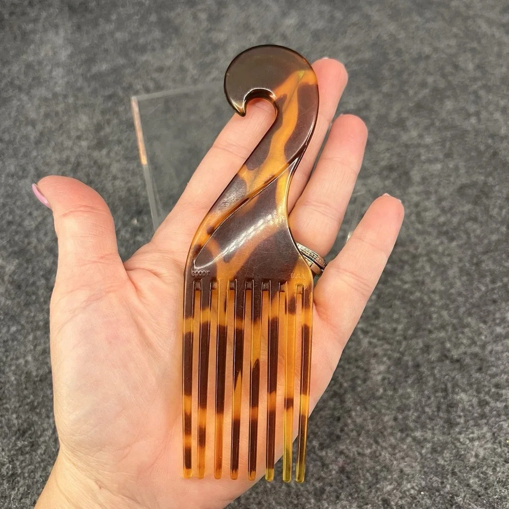 Vintage Goody Curve Hook Handle Tortishell Comb Pick 6.25